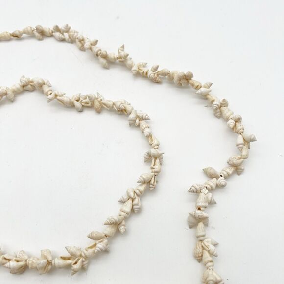 Shell Necklace Vintage Seashell Hawaiian Long Single Strand Wrap 52” Natural - Picture 7 of 7